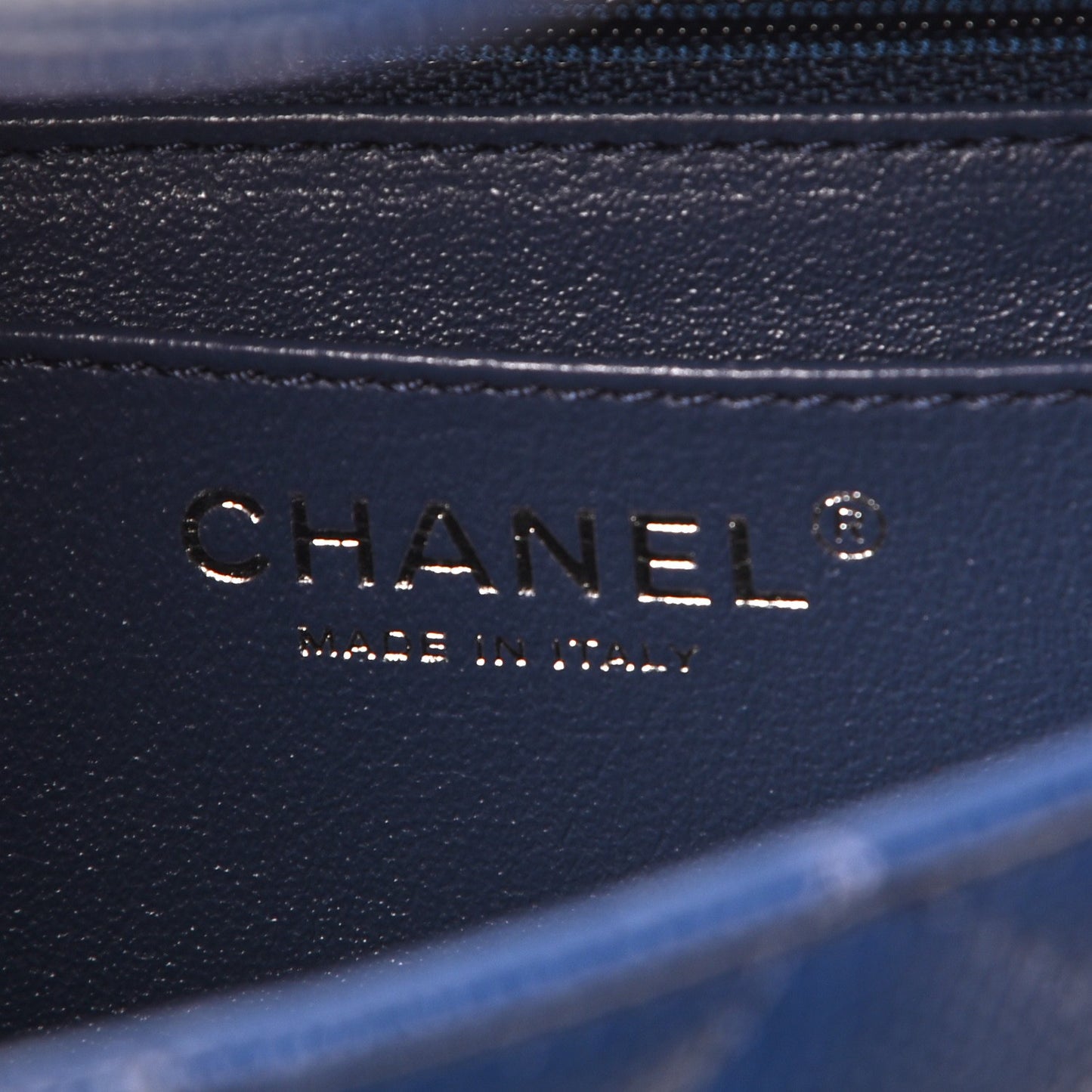 Caviar Quilted Mini Rectangular Flap Navy Blue