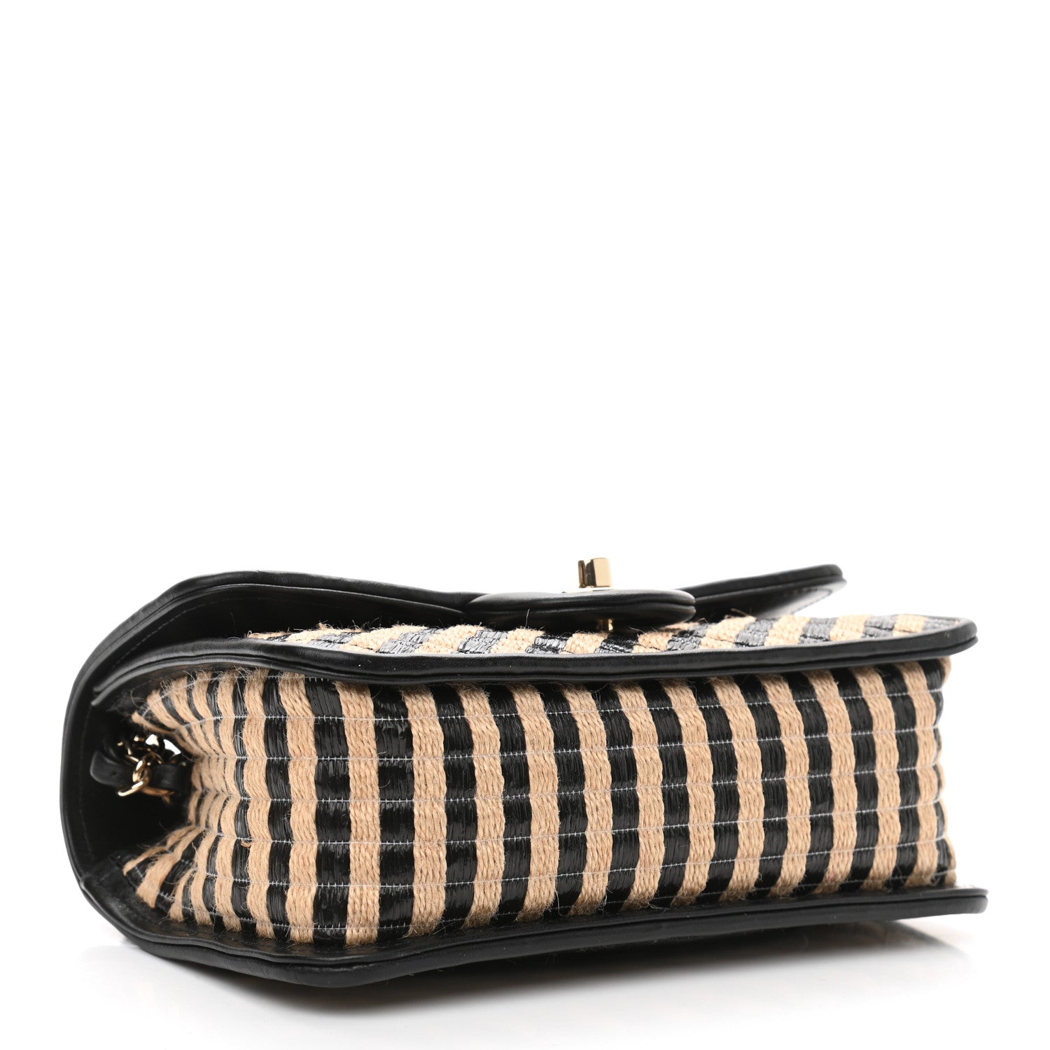 Chanel Raffia Jute Striped Small Urban Jungle Single Flap Black Beige 4 of 11