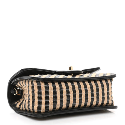 Chanel Raffia Jute Striped Small Urban Jungle Single Flap Black Beige 4 of 11