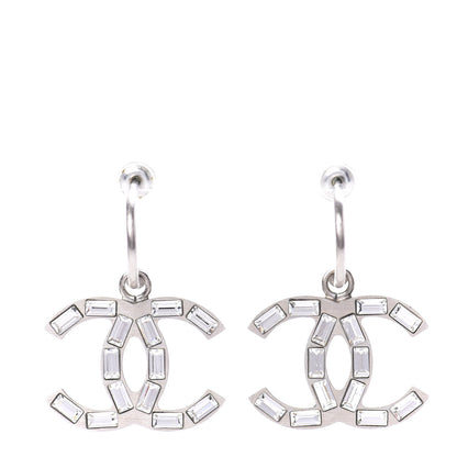 Chanel Baguette Crystal CC Dangle Earrings Silver 1 of 5