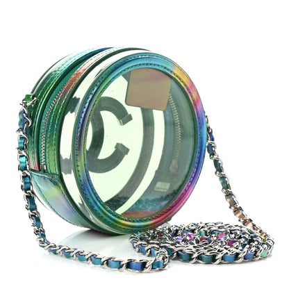 Chanel PVC Calfskin Lambskin Quilted Round Filigree Clutch With Chain Green 3 of 11