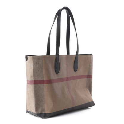 Burberry Coated Canvas Mega Check Medium Doodle Tote Black 3 of 9
