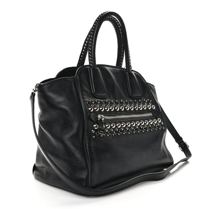 Miu Miu Soft Calf Studded Top Handle Bag Black 3 of 10