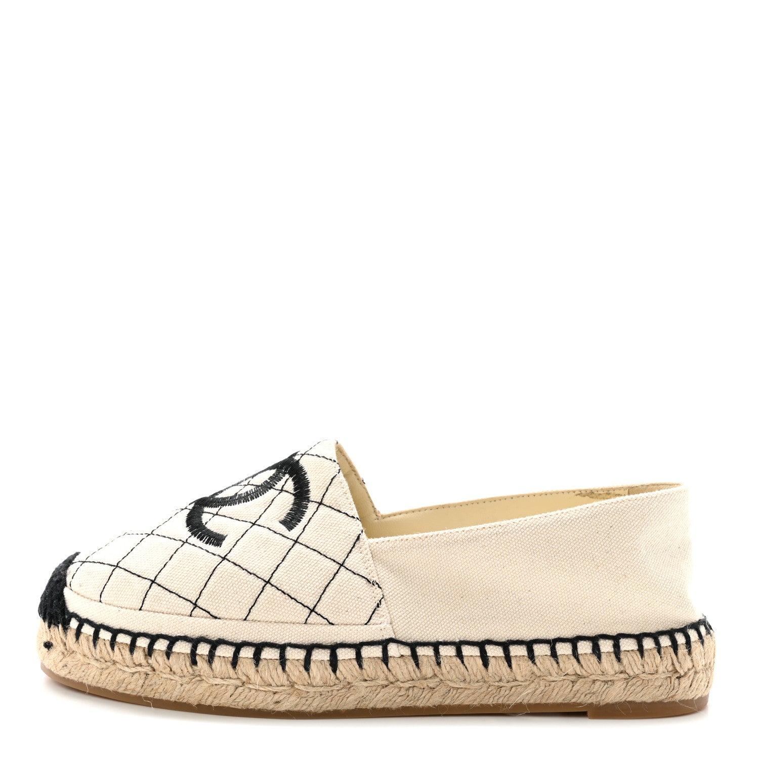 Chanel Fabric Biarritz CC Espadrilles 36 Beige Black 1 of 10
