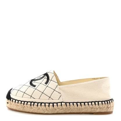 Chanel Fabric Biarritz CC Espadrilles 36 Beige Black 1 of 10