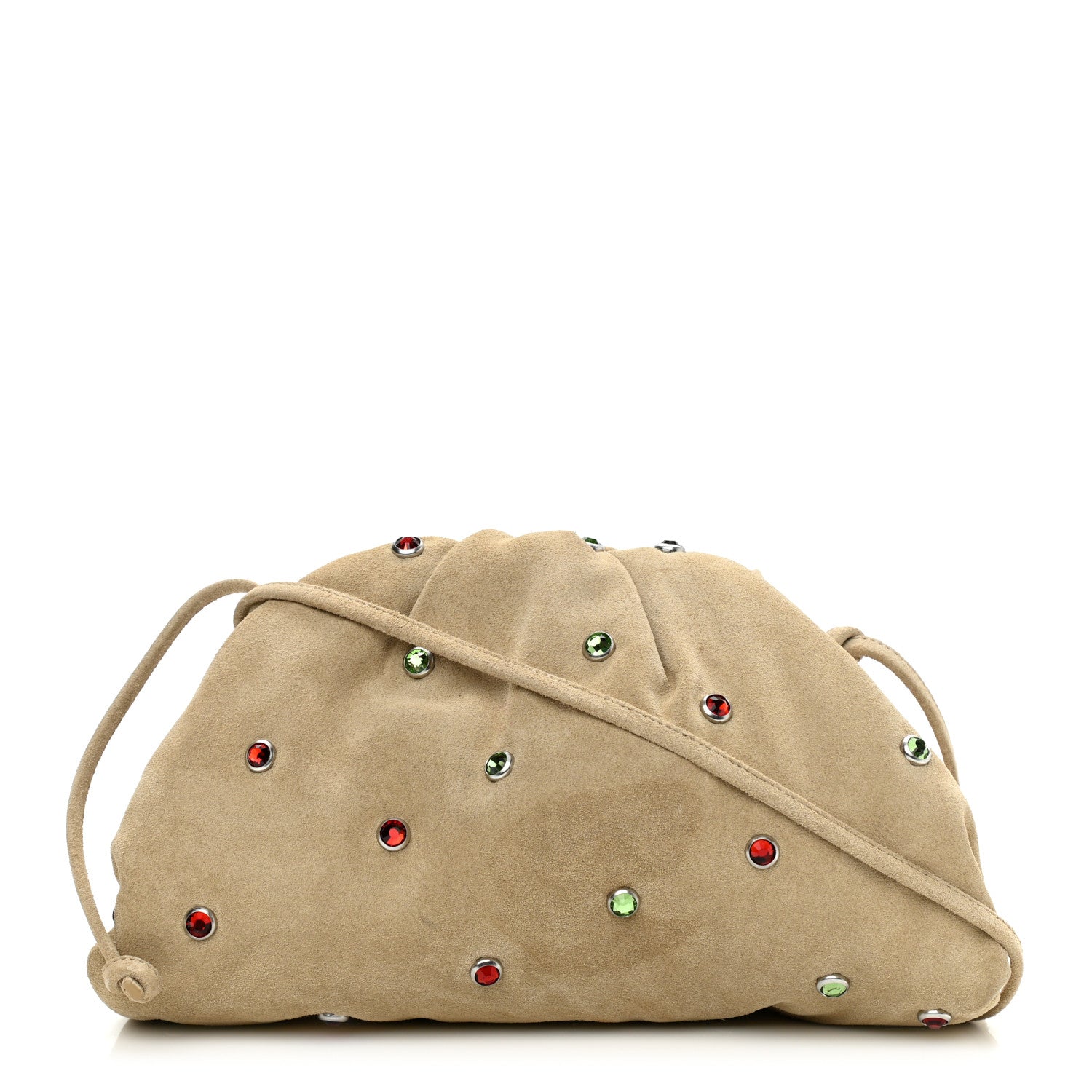 Bottega Veneta Suede Crystal Embellished The Mini Pouch Brown 1 of 10