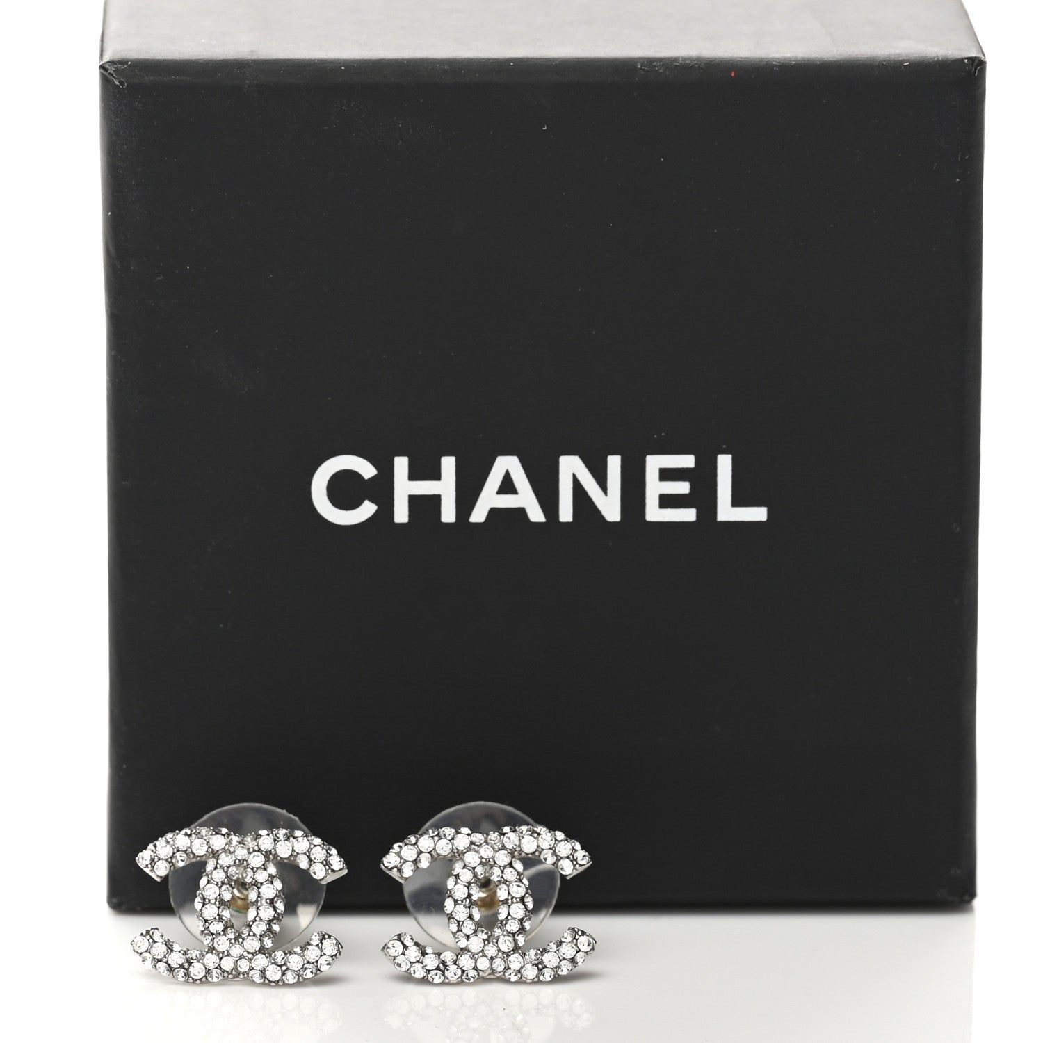 Chanel Crystal CC Earrings Silver 5 of 5