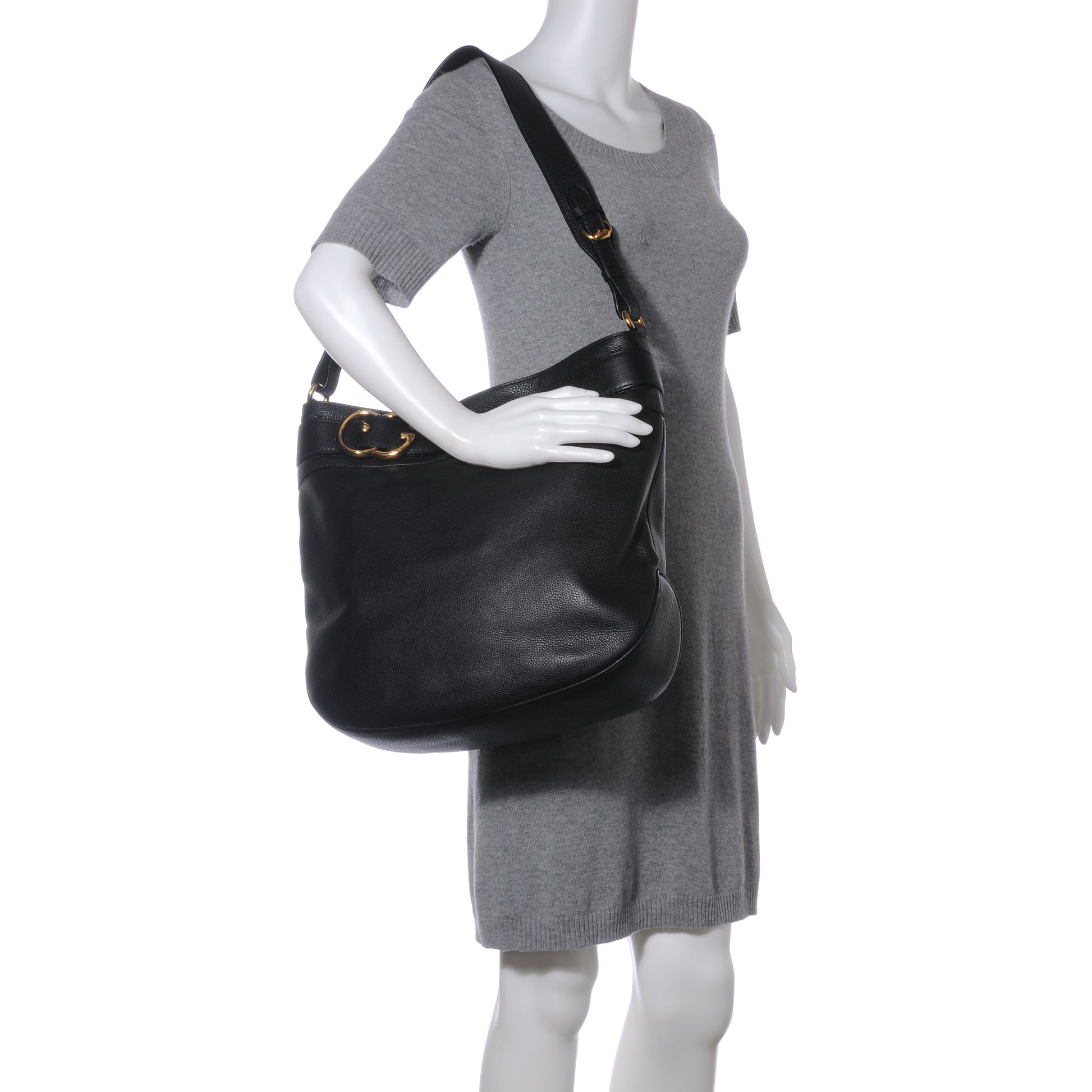 Gucci Leather Large Ride Shoulder Bag Black 2 of 7