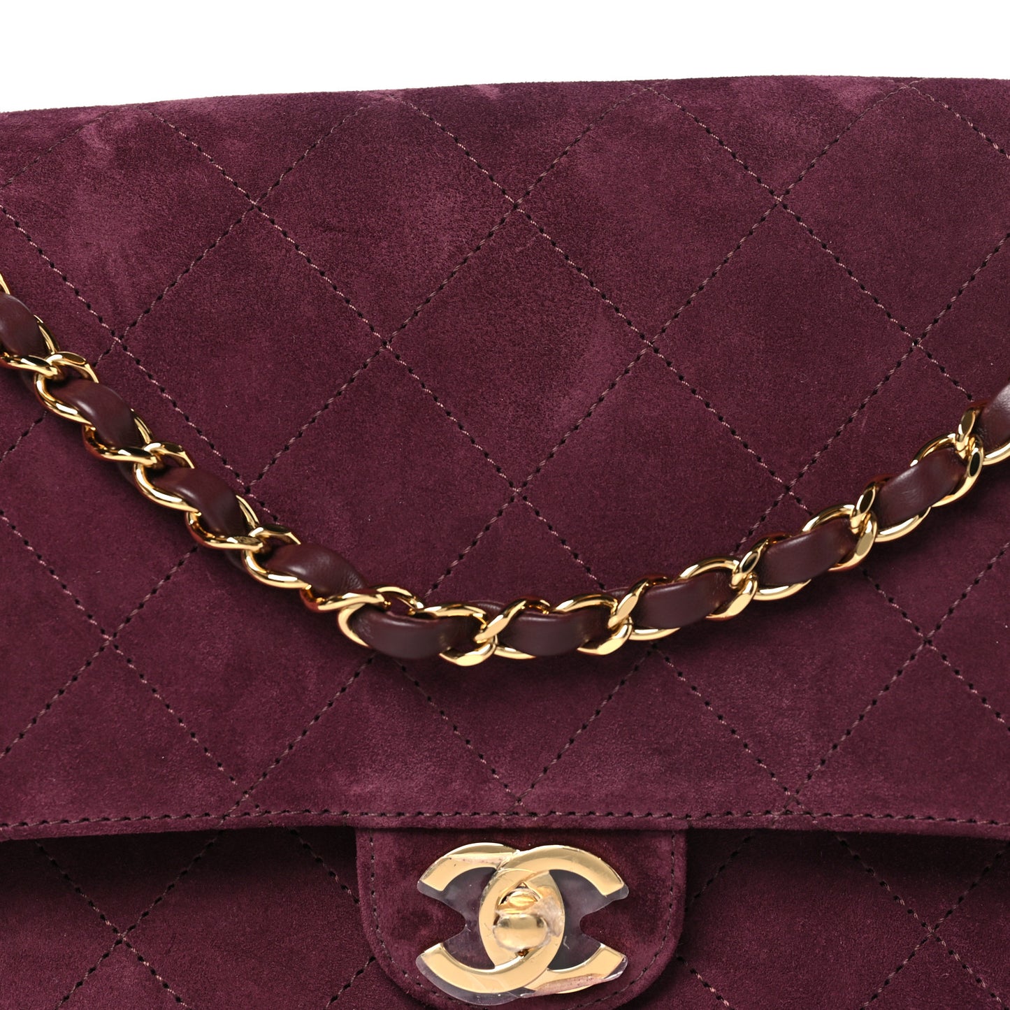 Suede Calfskin Small Souplissimo Maxi Flap Burgundy