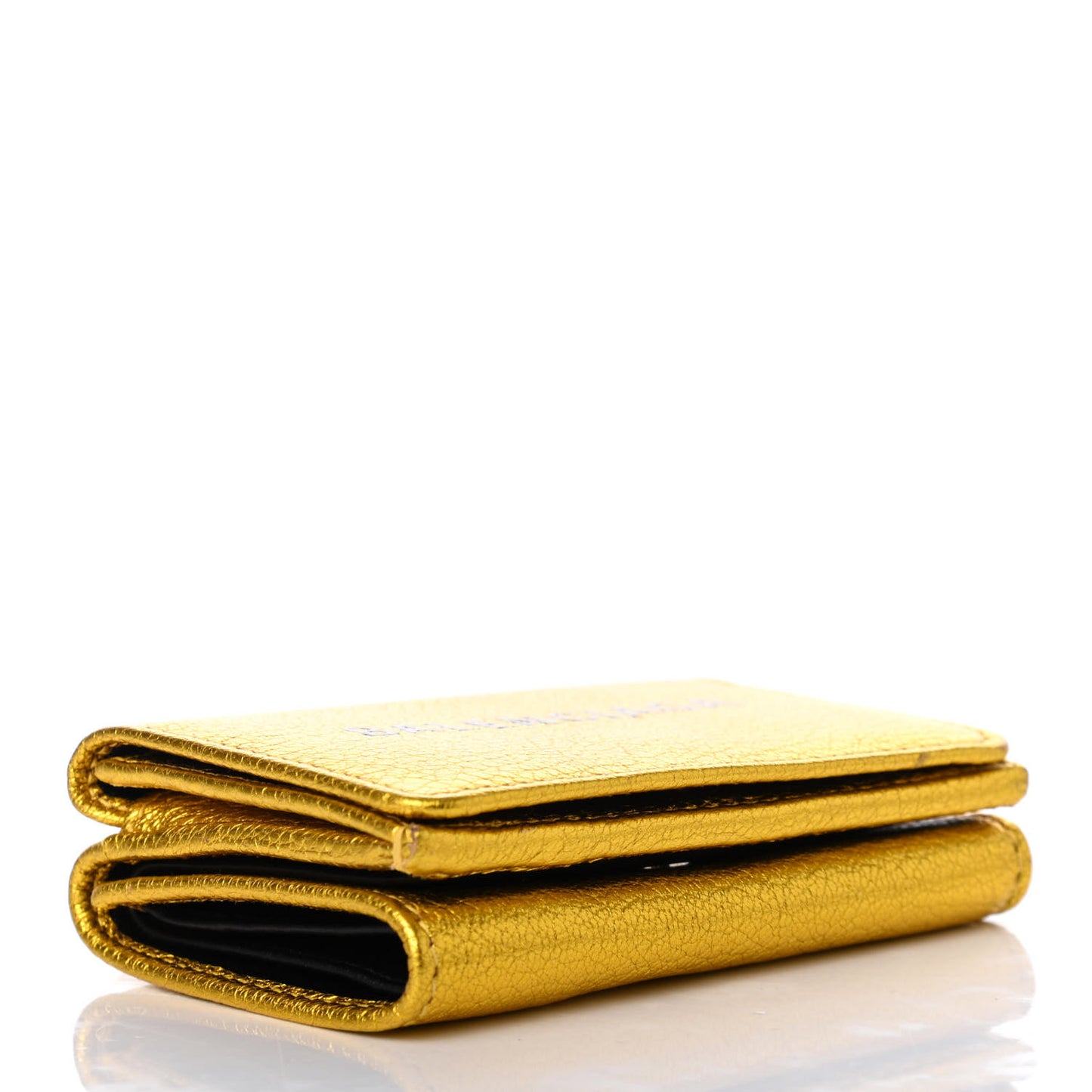 Metallic Goatskin Logo Mini Everyday Wallet Oro Black