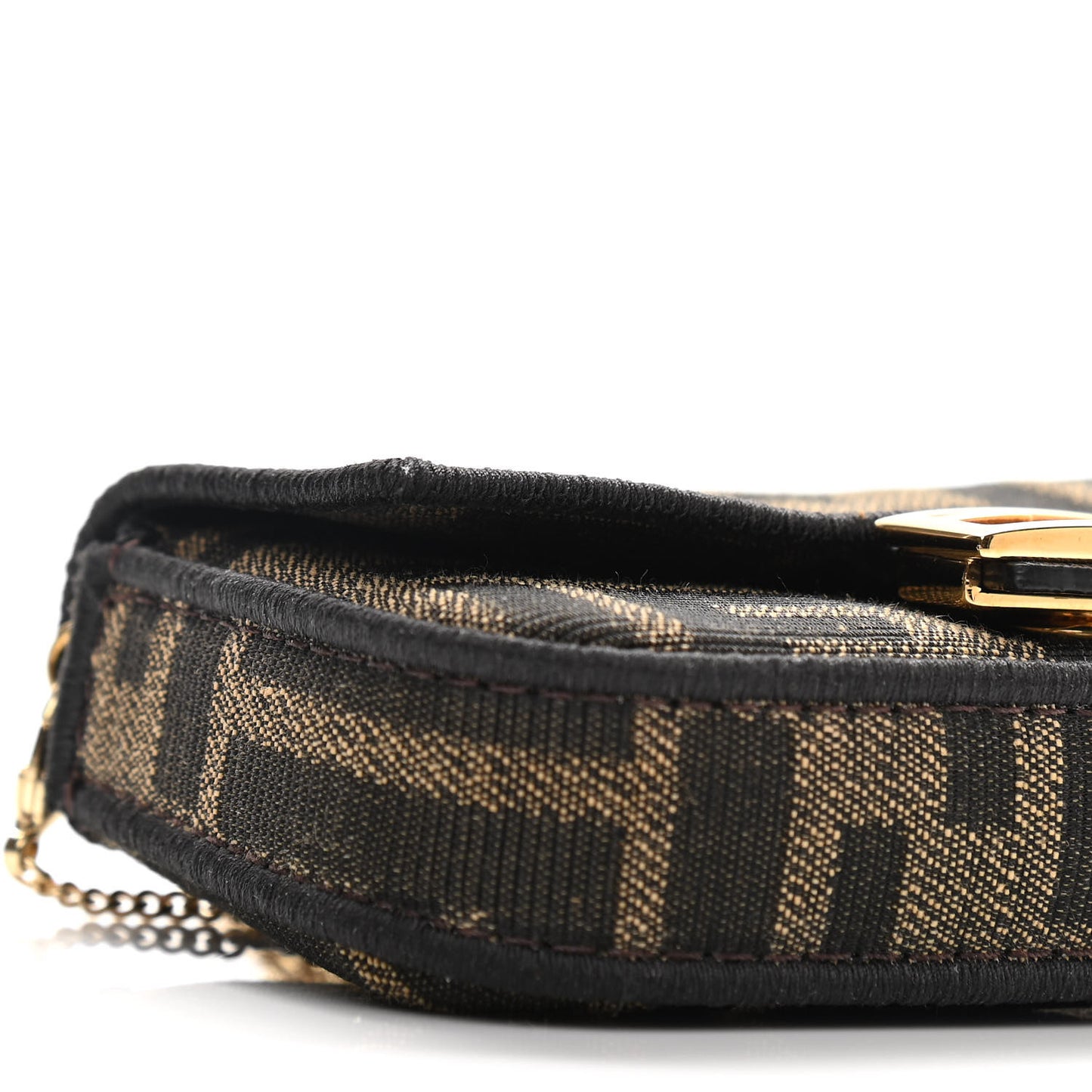 Fabric Jacquard FF 1974 Nano Baguette Charm Tobacco Moro Black