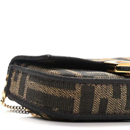 Fendi Fabric Jacquard FF 1974 Nano Baguette Charm Tobacco Moro Black 8 of 10