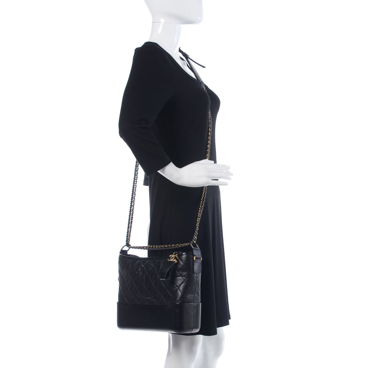 Chanel Aged Calfskin Quilted Medium Gabrielle Hobo Black 2 of 11