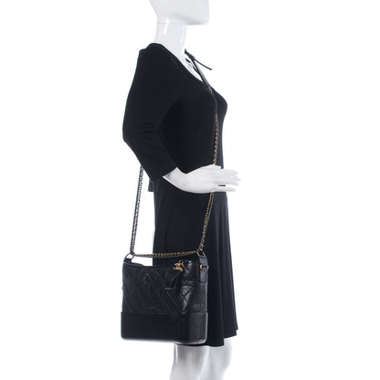 Chanel Aged Calfskin Quilted Medium Gabrielle Hobo Black 2 of 11