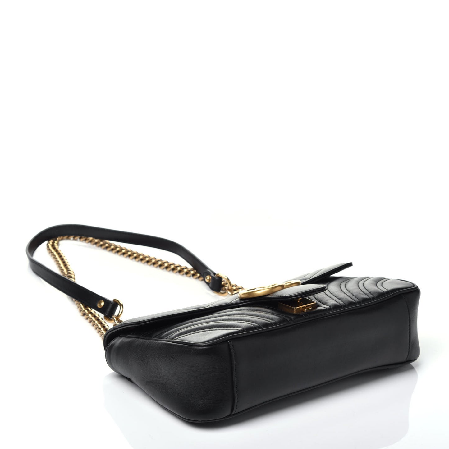 Calfskin Matelasse Small GG Marmont Shoulder Bag Black