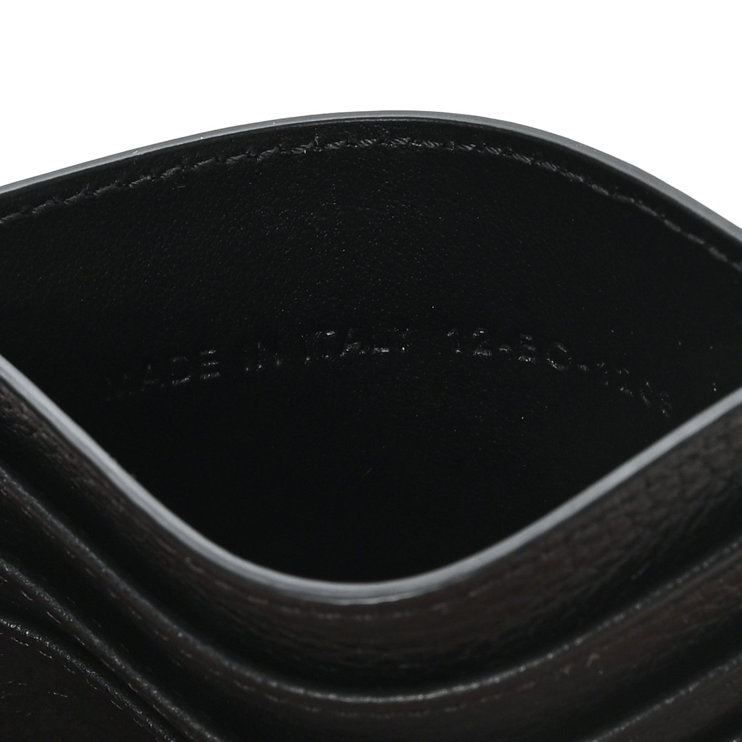 Oblique Grained Calfskin Marquetry Saddle Card Holder Black