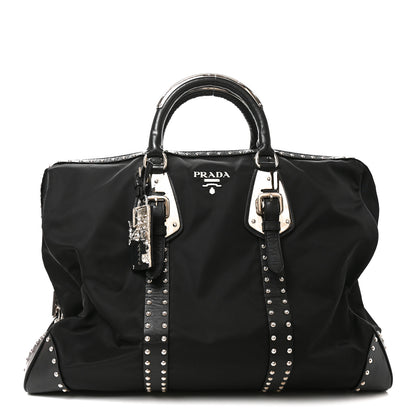 Prada Nylon Saffiano Studded Large Trunk Bag  Black 1 of 9