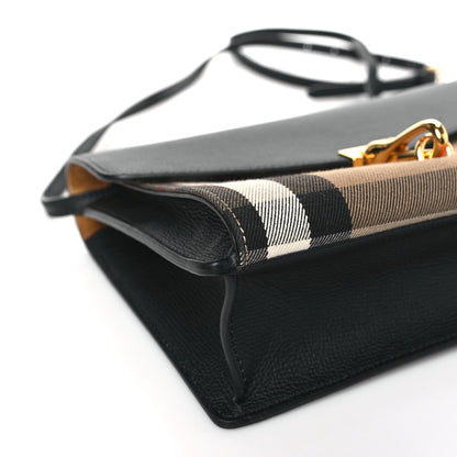 Burberry Derby Calfskin House Check Small Macken Crossbody Bag Black 7 of 8