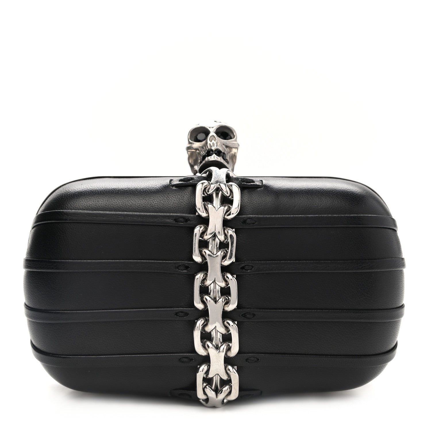 Alexander McQueen Nappa Skull Chain Box Clutch Black 1 of 7