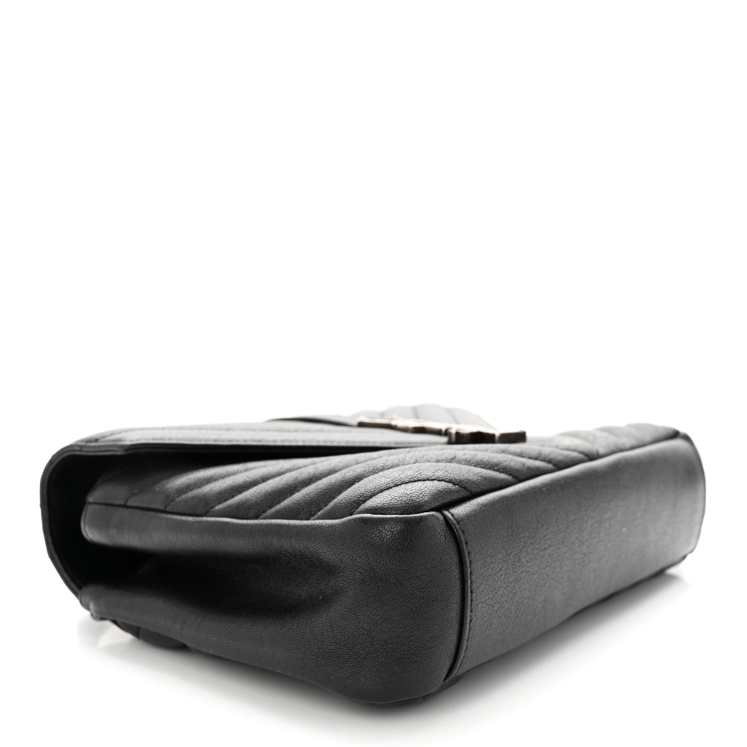 Saint Laurent Sheepskin Matelasse Chevron Monogram Medium College Bag Black 4 of 11