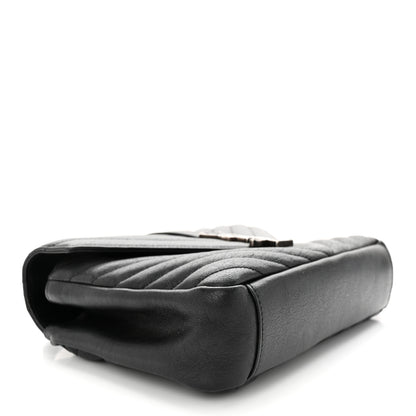 Saint Laurent Sheepskin Matelasse Chevron Monogram Medium College Bag Black 4 of 11