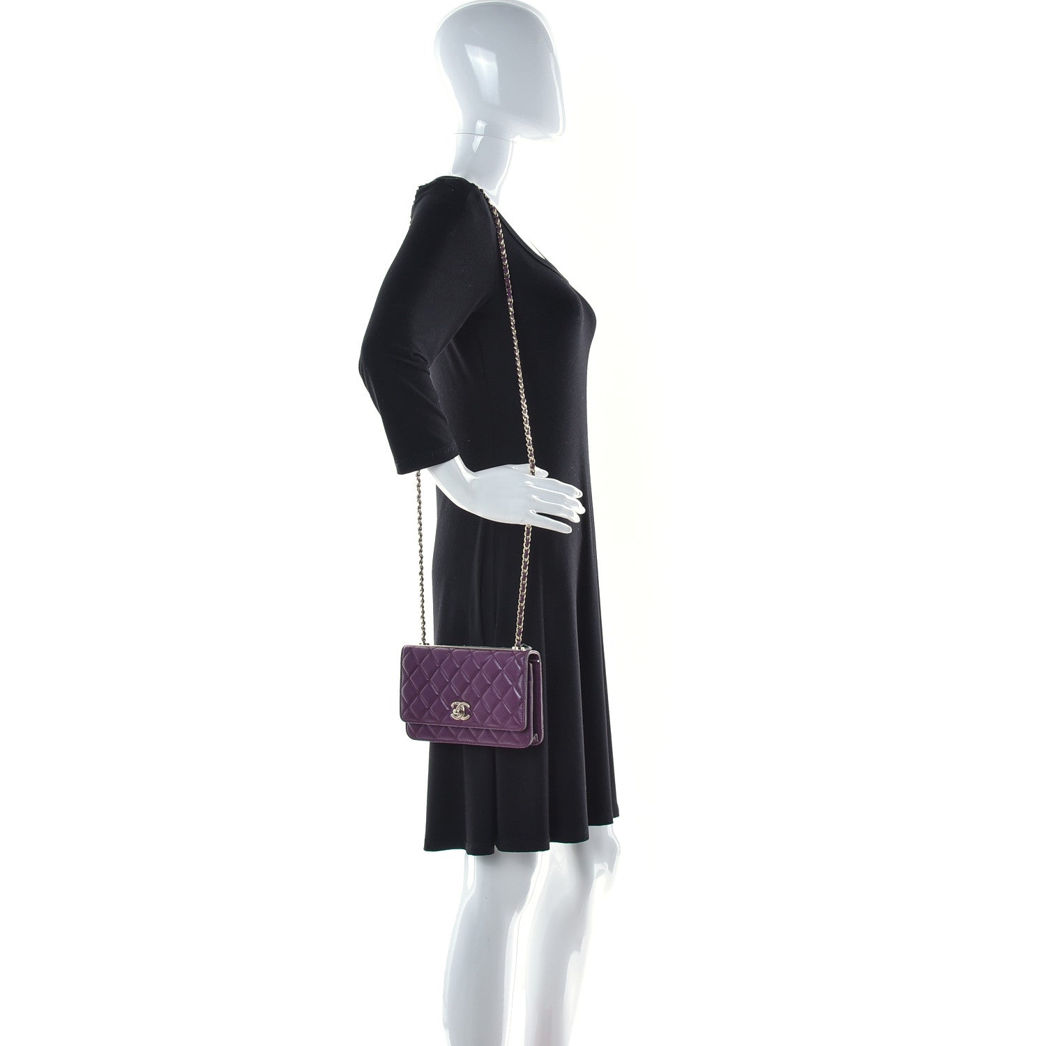 Chanel Lambskin Quilted Trendy CC Wallet On Chain WOC Purple 2 of 18