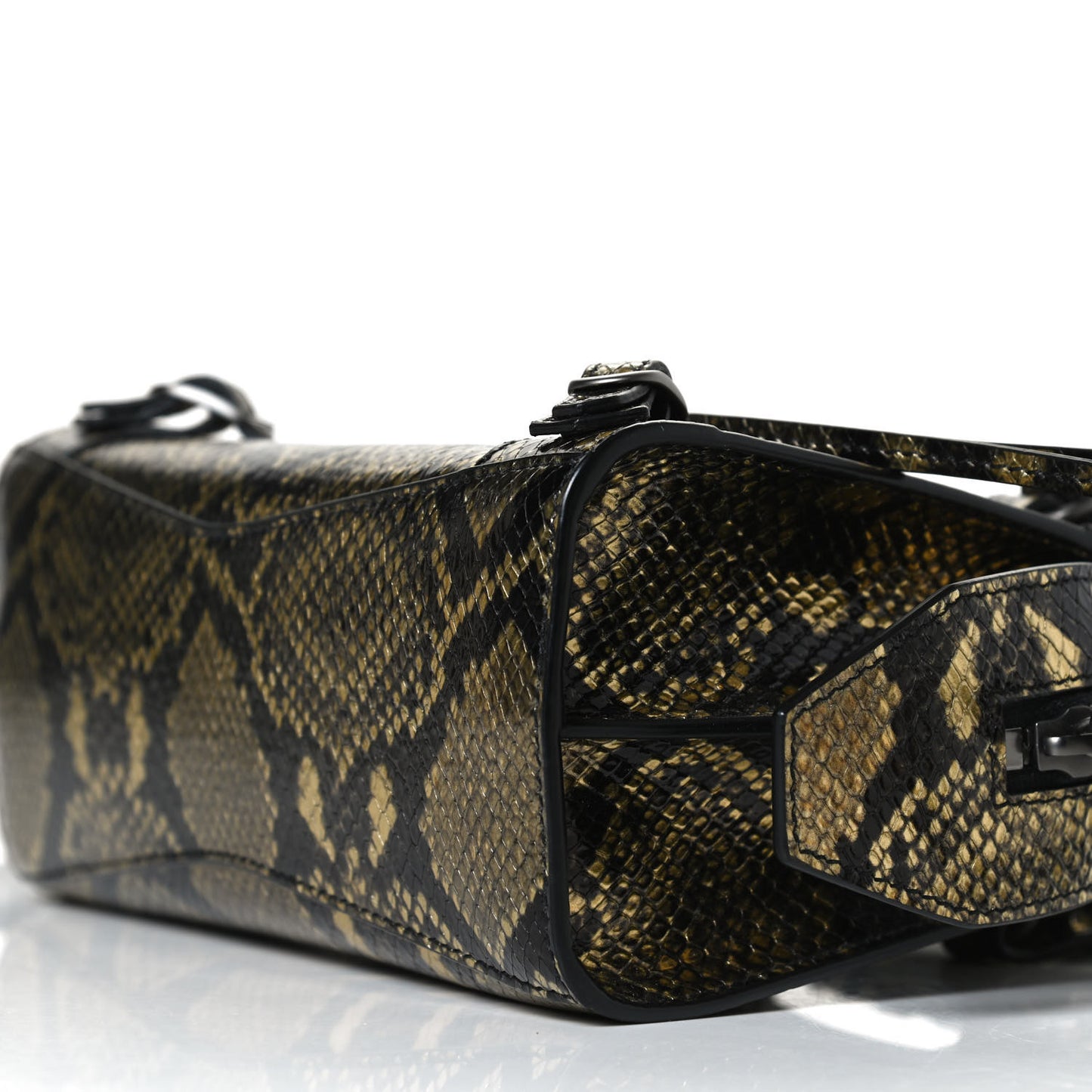 Grained Calfskin Snake Effect Neo Classic Silver Hardware Mini City Gold Black