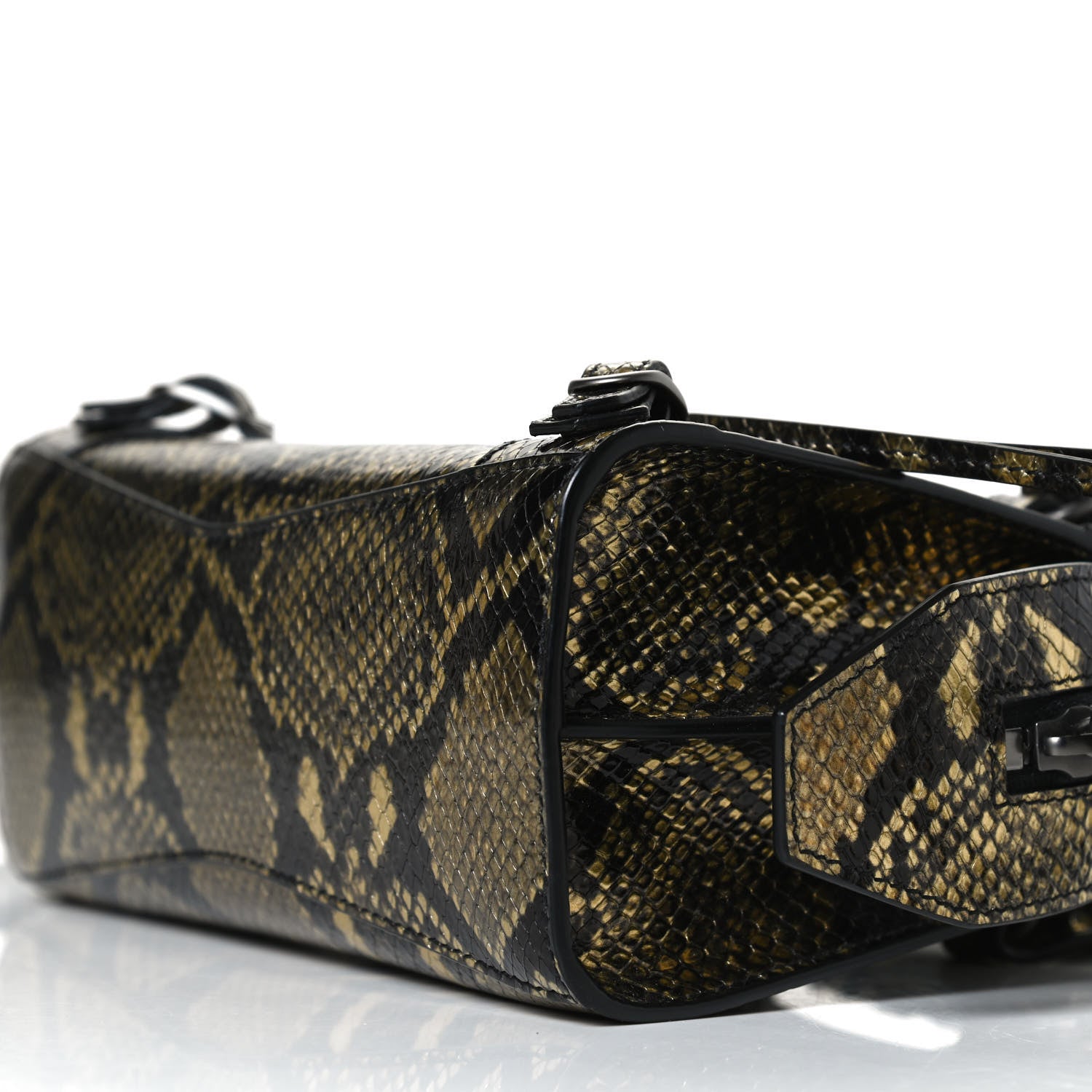 Balenciaga Grained Calfskin Snake Effect Neo Classic Silver Hardware Mini City Gold Black 9 of 11