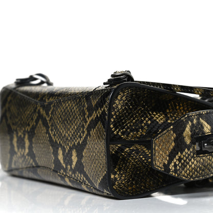 Balenciaga Grained Calfskin Snake Effect Neo Classic Silver Hardware Mini City Gold Black 9 of 11