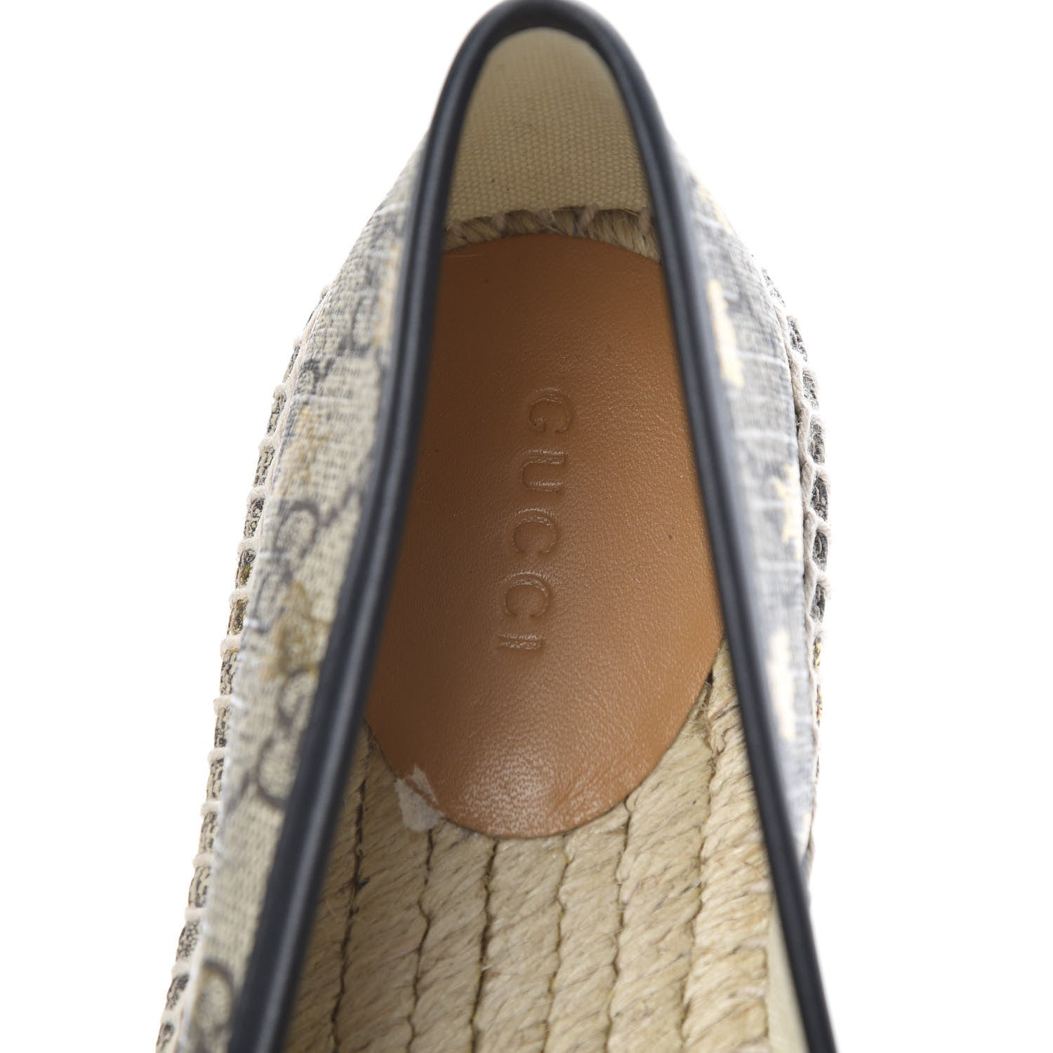 Gucci GG Supreme Monogram Bees Espadrille Flats 36 Beige Ebony Oro Black 7 of 10