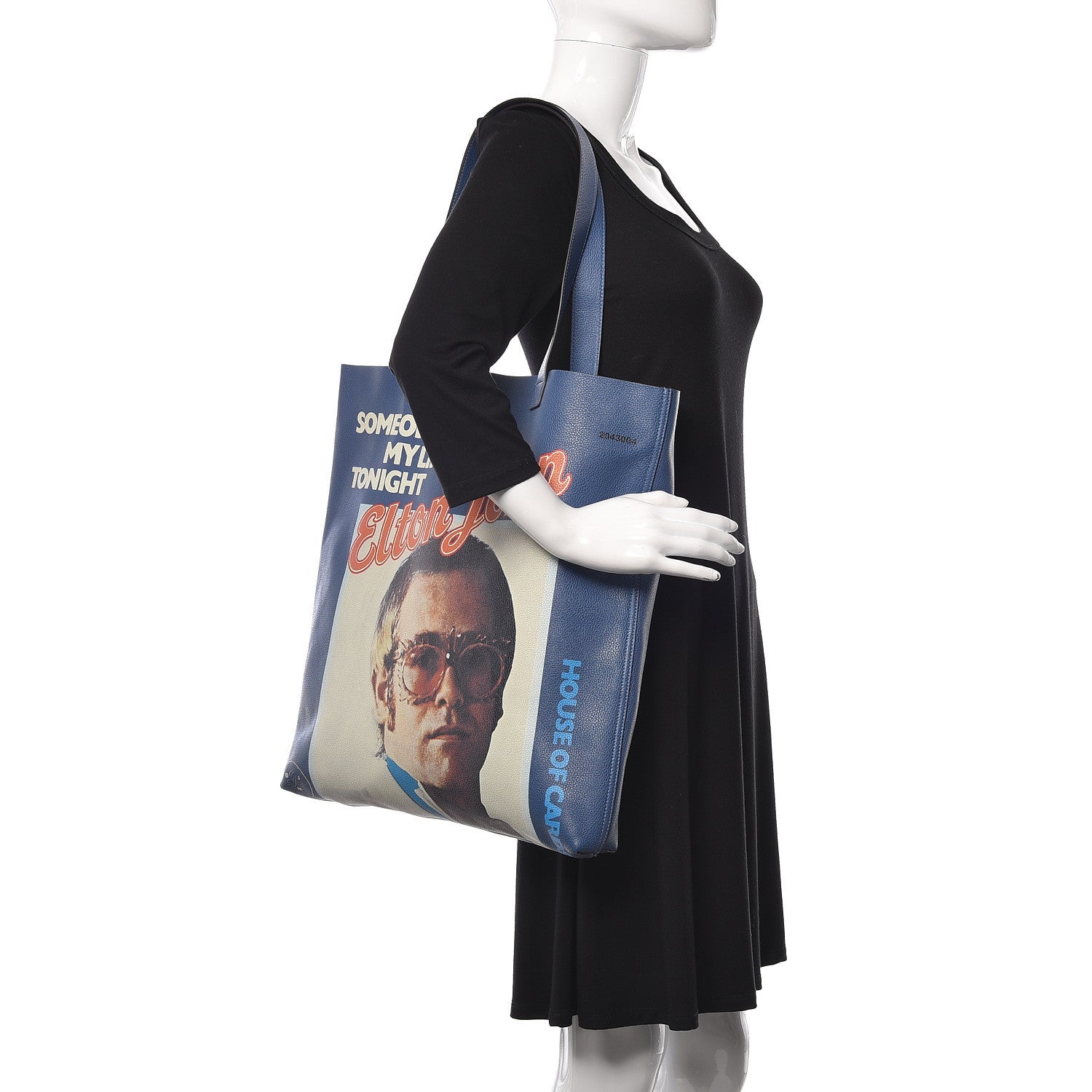 Gucci Calfskin Elton John Someone Saved My Life Tonight Large Tote Blue 2 of 12