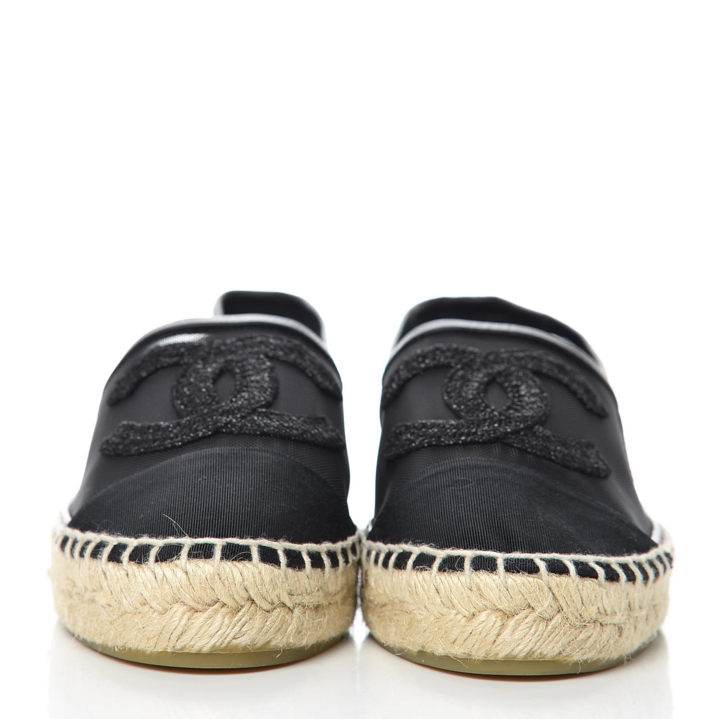 Mesh Grosgrain CC Espadrilles 36 Black