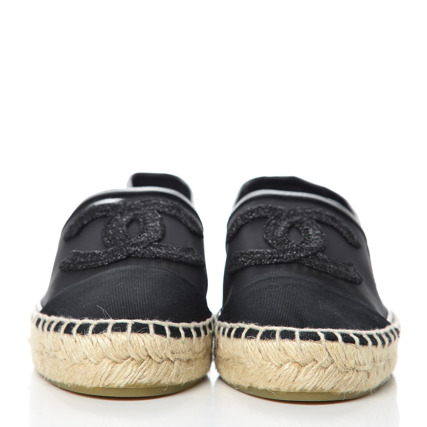 Chanel Mesh Grosgrain CC Espadrilles 36 Black 2 of 9