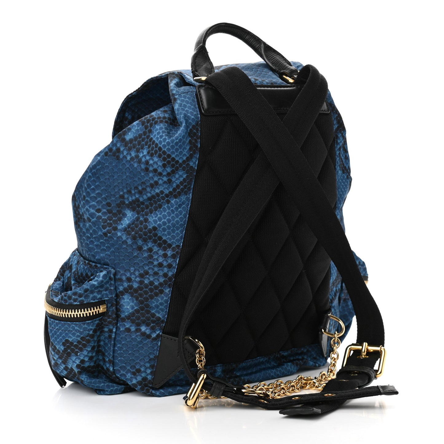 Nylon Python Print Medium Rucksack Backpack Blue