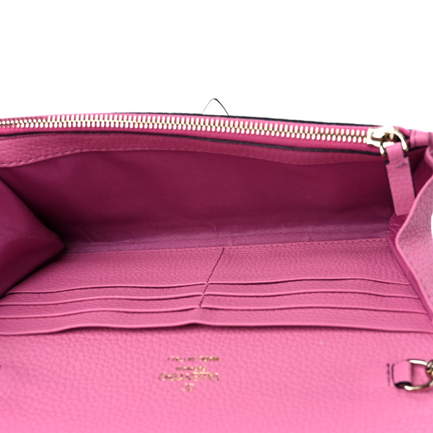 Pebbled Calfskin Rockstud Flip Lock Wallet On Chain Dawn Pink