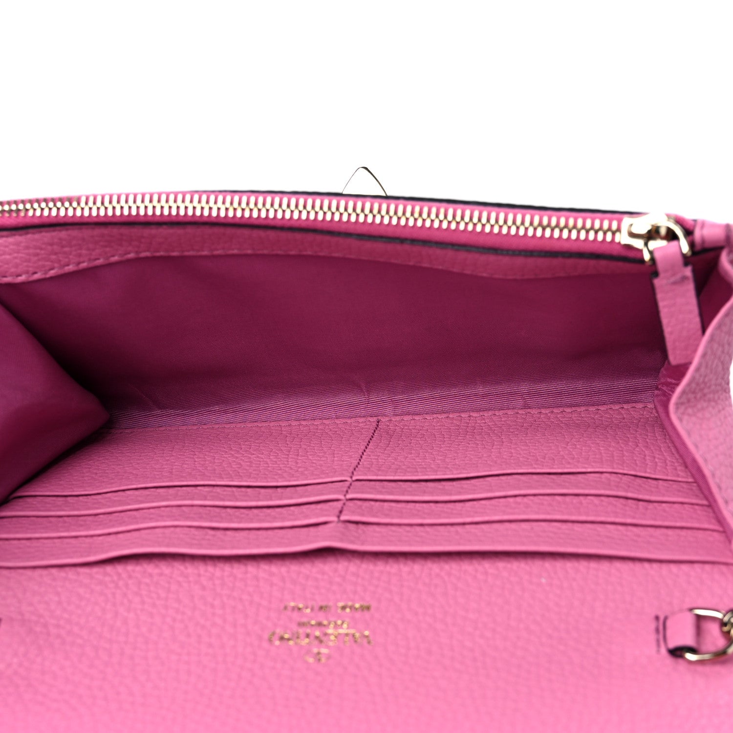 Valentino Garavani Pebbled Calfskin Rockstud Flip Lock Wallet On Chain Dawn Pink 5 of 9