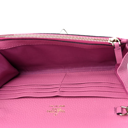 Valentino Garavani Pebbled Calfskin Rockstud Flip Lock Wallet On Chain Dawn Pink 5 of 9