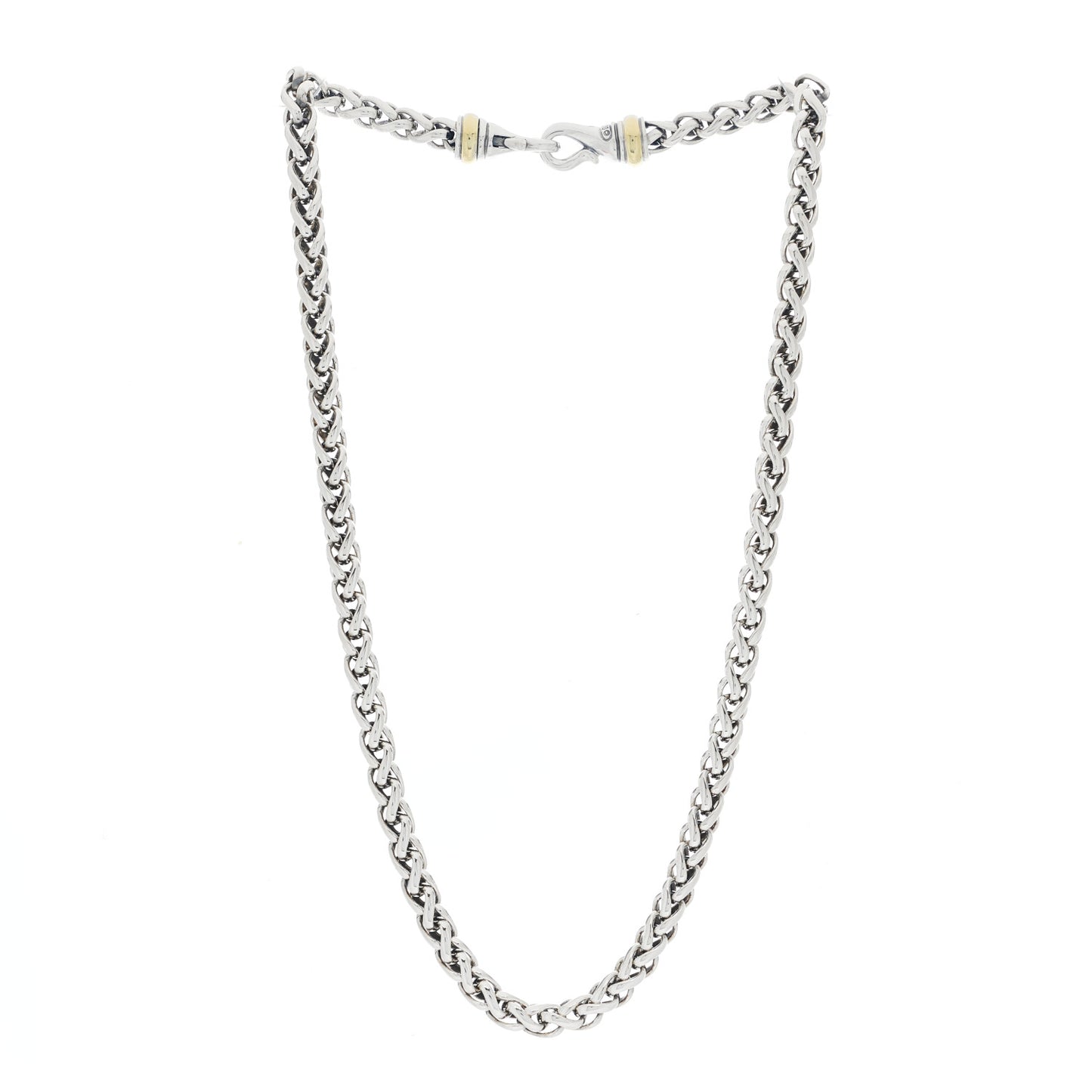 Sterling Silver 14K Yellow Gold 6mm Wheat Chain Necklace