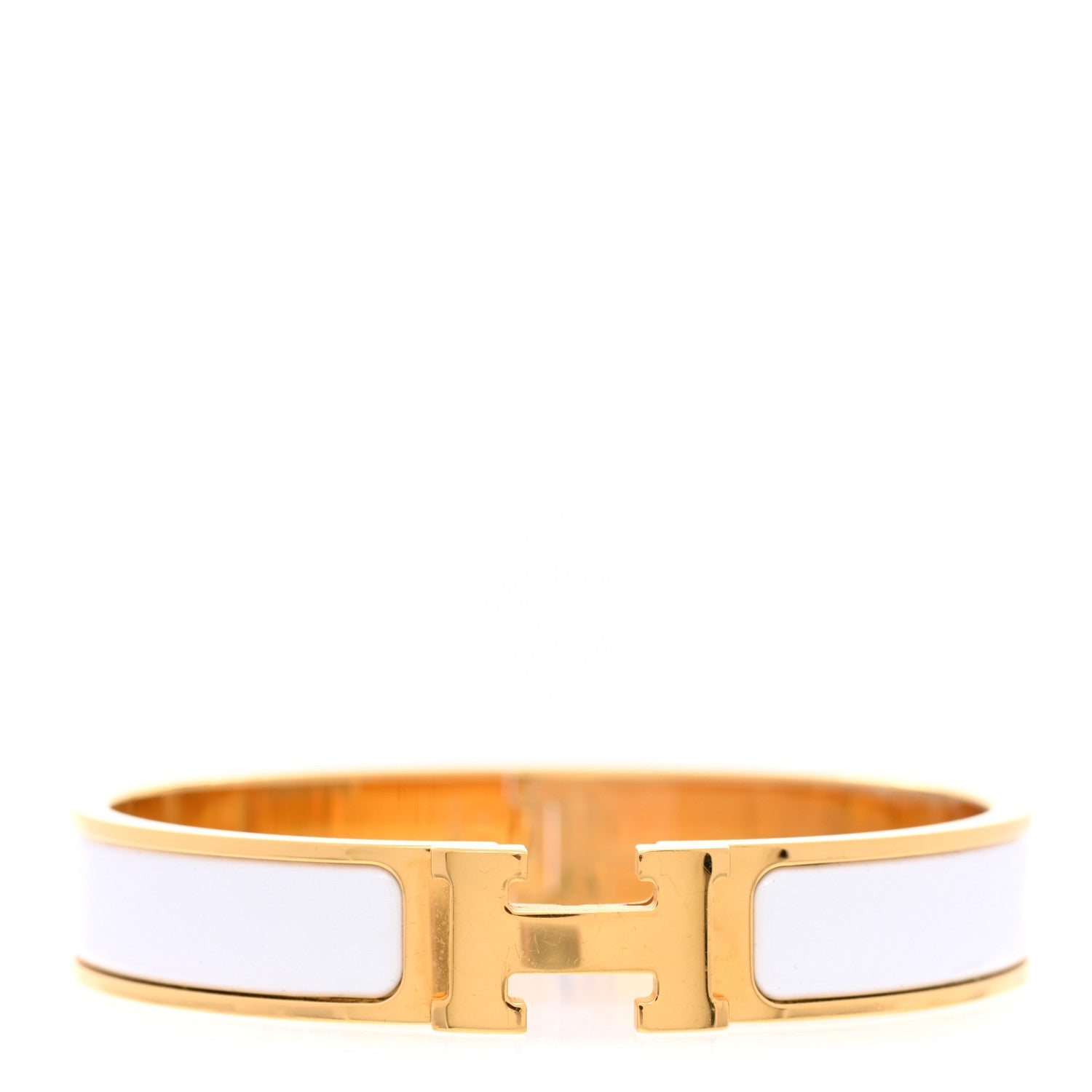 Hermes Enamel Narrow Clic Clac H Bracelet GM White 1 of 5