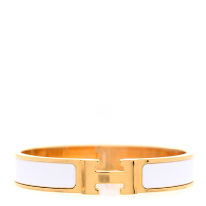 Hermes Enamel Narrow Clic Clac H Bracelet GM White 1 of 5