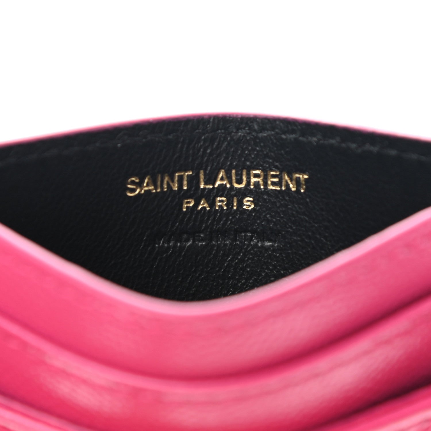 Saint Laurent Grain De Poudre Matelasse Chevron Monogram Credit Card Case Fresh Fuxia 6 of 7