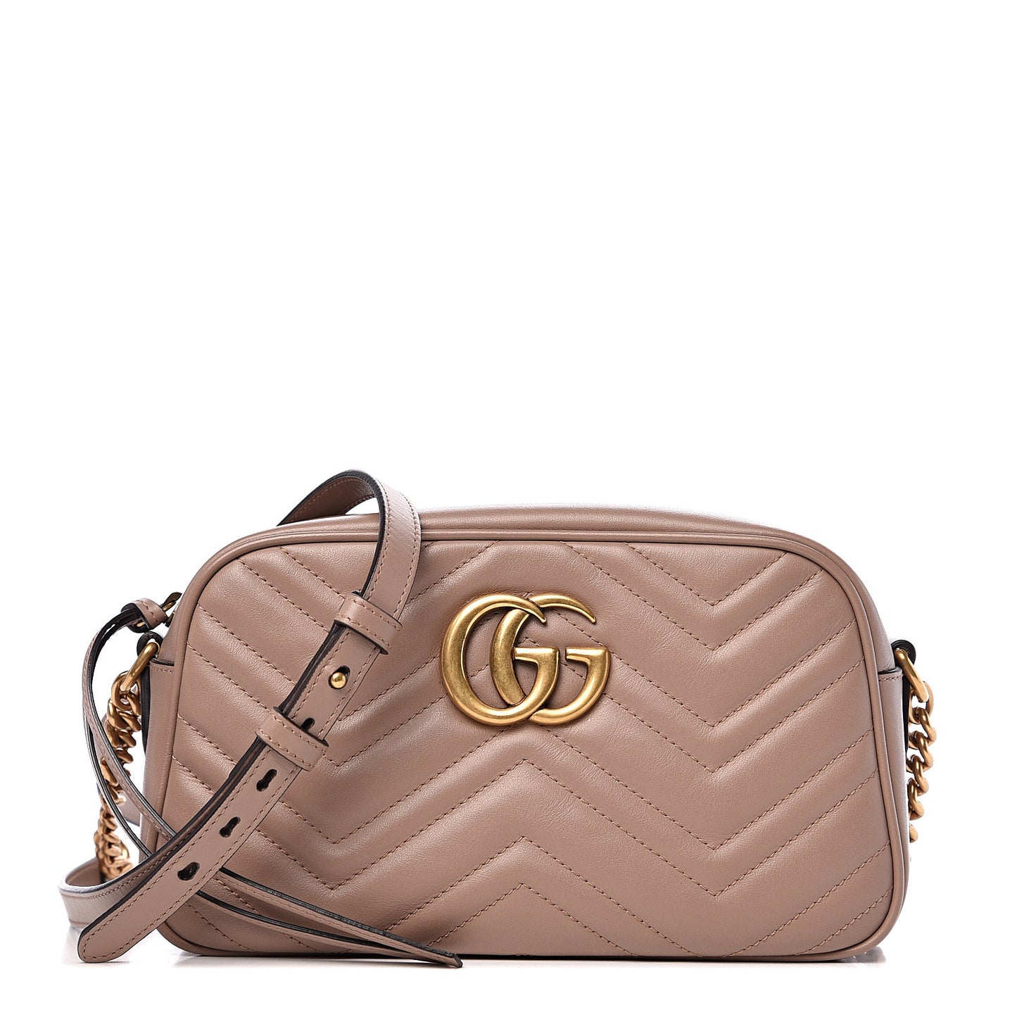 Calfskin Matelasse Small GG Marmont Chain Shoulder Bag Porcelain Rose