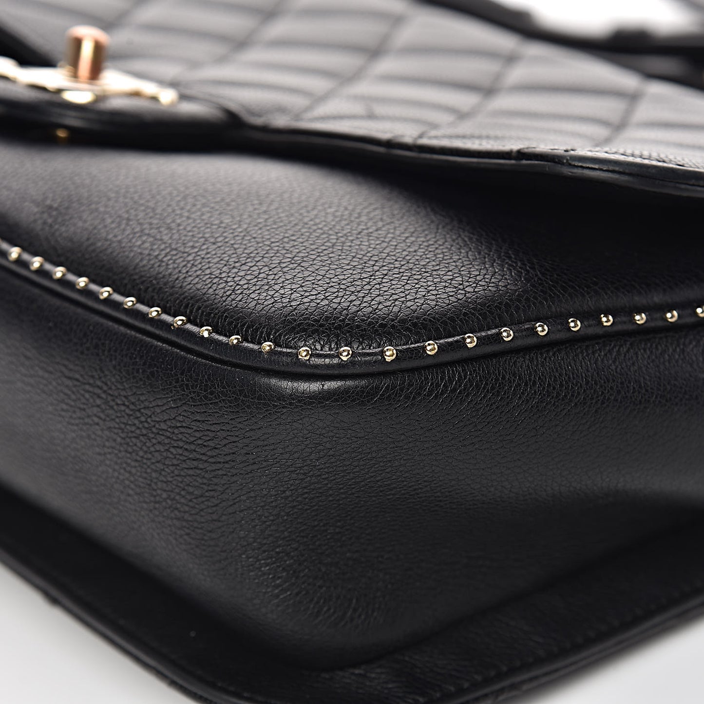 Caviar Quilted Large Studded Flap Black