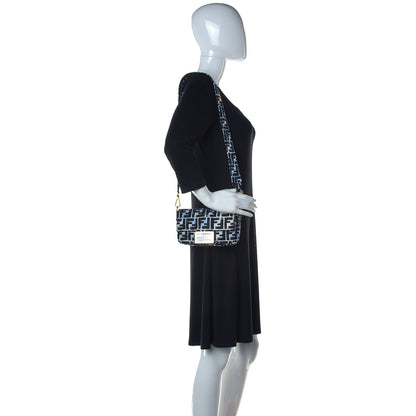Fendi X JOSHUA VIDES Nylon FF Cloudy Mini Belt Baguette Bag White Celeste Black 2 of 13