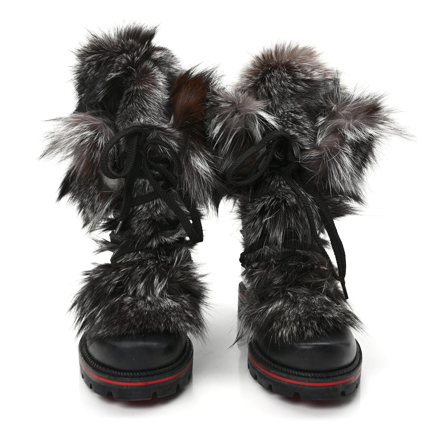 Calfskin Fur Mens Snow Black Flat Hiking Boots 43 Black