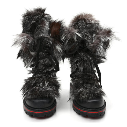 Christian Louboutin Calfskin Fur Mens Snow Black Flat Hiking Boots 43 Black 2 of 8