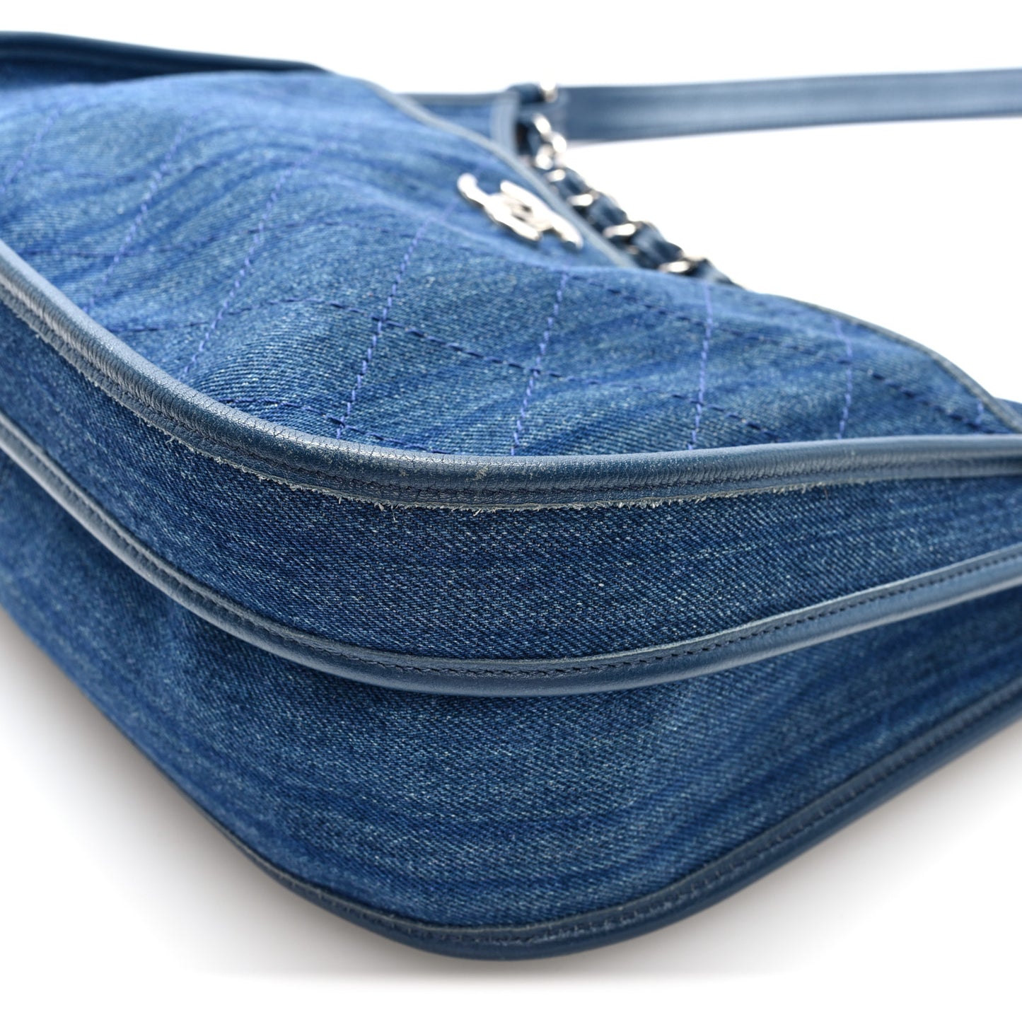 Denim Quilted Jungle Stroll Hobo Bag Blue