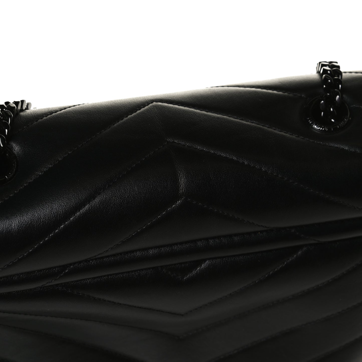 Calfskin Y Quilted Monogram Medium Loulou Chain Satchel Black