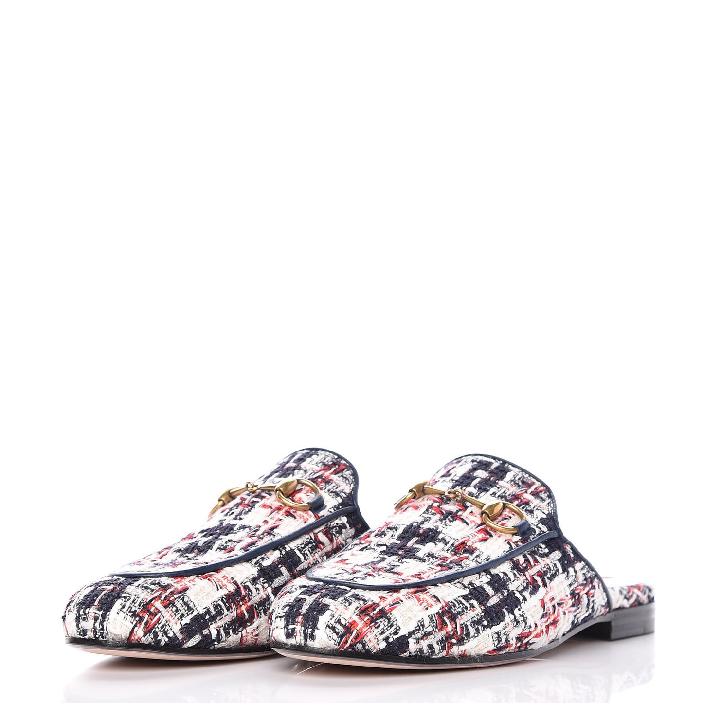 Tweed Check Womens Princetown Slippers 35.5 Gardenia Ink Blue Agata