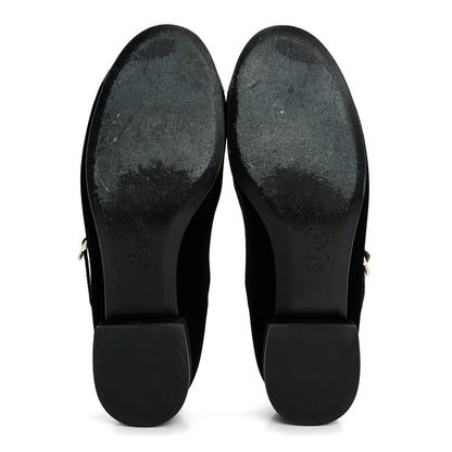 Chanel Velvet Grosgrain Mary Jane Flats 37.5 Black 6 of 12